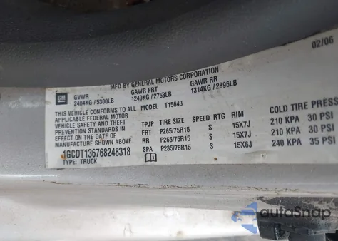 2006 Chevrolet Colorado Lt z USA, uszkodzony, nr VIN 1GCDT136768248318